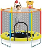 150cm Indoor Outdoor Kindertrampolin mit Sicherheitsnetz, Mini-Trampolin für...