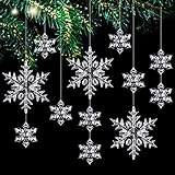 25 Stück Acryl Schneeflocken Christbaumschmuck, Anhänger Deko, Weihnachtsbaumschmuck...