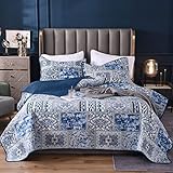 Qucover Tagesdecke Blau 180x220cm, Vintage Bettüberwurf Sofaüberwurf,...