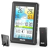 DazSpirit Digitale Wetterstation Mit Außensensor Funk, Wetterstation Mit...