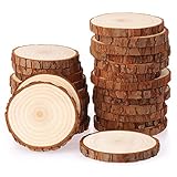 Fuyit Holzscheiben 25 Stücke Holz Log Scheiben 8-9cm Unvollendete Holzkreise...