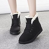Minetom Damen Flauschige Schneestiefel Fashion Lace Up Ankle Boots Warme...