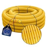tecuro Drainagerohr flexibel 5 m - DN80 gewellt PVC-U, geschlitzt gelb, für...