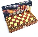 TIANYIA Schach Schach Tragbares Schachspiel mit 2 Aufbewahrungstaschen Holzschachbrett...