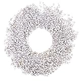 Flachskranz weiß - 30 cm - getrocknet und gefrostet - Türkranz - Herbstdeko -...