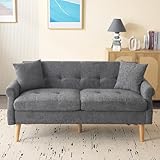 Merax Sofa 2 Sitzer, 2er Sofa mit 2 Kissen, Kleine Stoffcouch Küchensofa mit...