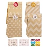 Mkitnvy Papiertüten Kindergeburtstag, 20 Stück Geschenktüten Braun Tüten Papier mit 36...