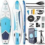 Aqua Spirit Aufblasbares Stand Up Paddle Board SUP Tempo Komplett-Set - 320x81x15cm -...