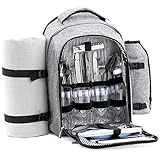 CampFeuer Picknickrucksack 32-teilig | Picknickset für 4 Personen | mit...