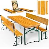 Casaria® Bierzeltgarnitur mit Lehne 170 cm Klappbar Stabil 2X Bierbank 1x Breiter Tisch...