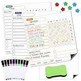 4 Stück Belohnungstafel Kinder, Meetory Stundenplan Wochenplaner Abwischbar Magnetisch,...