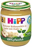 HiPP Bio Frucht und Getreide Banane Kokosmilch in Apfel mit Hafer, 160g, 6er Pack (6x160g)
