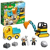 LEGO DUPLO Bagger und Laster Spielzeug mit Baufahrzeug für Kleinkinder ab 2 Jahren zur...