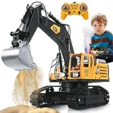 FUYLEY Ferngesteuerter Bagger Spielzeug für Jungen, 14 Kanal 2,4Ghz RC Bagger...