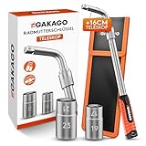 Gakago Teleskop Radmuttern-Schlüssel Set mit 17/19mm & 21/23mm Steckschlüssel-Einsatz...