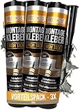 PROCREA® 3x Montagekleber 'High Tack' grau [Kleben statt Bohren] Extra Starker Baukleber...
