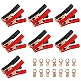 Huahao 14 Pcs 9cm 100A Kupfer-Krokodilklemme Klemmen für Starthilfekabel Autobatterie...