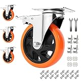 RRIUTO 4 Transportrollen mit Bremse, 125 mm Lenkrollen mit Bolzen...