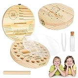 Zahndose Milchzähne Mädchen & Jungen, Deutsch Zahnbox Holz Box, Milchzähne...