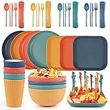 Czemo Camping Geschirr Set 48 Teiliges Geschirrsets aus Kunststoff Camping...