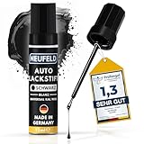 NEUFELD® Lackstift Schwarz glänzend [12ml] - Lackstift Auto hohe Deckkraft - Autolack...