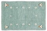 RUG PRINCE Wollteppich Gabbeh Muti 40x60 Handgewebt Türkis Einfarbig Handarbeit Zimmer