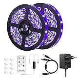 10M UV LED Schwarzlicht led Streifen Set mit Fernbedienung, 600 leds 395nm ,...