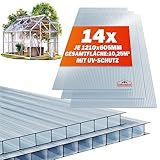 GARDEBRUK® 14x Doppelstegplatten 4mm Zuschneidbar 121x60,5cm Polycarbonat 10,3m²...