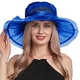 Vintage-Mesh-Mütze für Damen mit Blumenmuster und festlicher Krempe Sonnenhut...