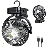 LORDSON 10000mAh Camping Ventilator, 3 in 1 USB Ventilator Clip Fan Tischventilator mit...