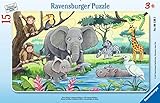 Ravensburger Kinderpuzzle - 06136 Tiere Afrikas - Rahmenpuzzle für Kinder ab 3 Jahren,...