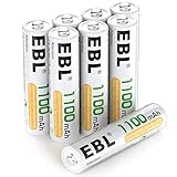 EBL AAA Akku 1100mAh 8 Stück - wiederaufladbare Batterien AAA, Typ NI-MH Batterien,...