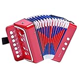 LIEKE Kinder Akkordeon 10 Tasten Knopf Spielzeug Accordion Ziehharmonika Musikinstrument...