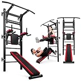 Hop-Sport Sprossenwand Turnwand HS-1008K mit Dip-Station, Klimmzugstange und Sit-Up-Bank...