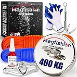 Magfishion - Mega Magnetfischen Set – 400 kg - Ø90mm - Neodym Magnet Mit 2 Seilen –...