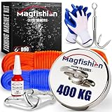 Magfishion - Mega Magnetfischen Set – 400 kg - Ø90mm - Neodym Magnet Mit 2 Seilen –...