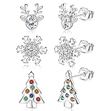 YADOCA 3 Paar Sterling Silber Weihnachten Ohrringe Weihnachten Geschenke für Frauen...