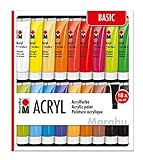 Marabu 1210000000201 - Acrylfarben Set Basic, mit 18 x 36 ml Farbe, auf Wasserbasis, für...
