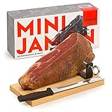 MINI-JAMON SERRANO | Im Geschenkkarton | Set mit Holzständer und Schinkenmesser