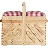 Prym 612547 Nähkasten/Nähkästchen aus hellem Holz, mit Stoff