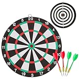 GmwyCzV Dartscheibe mit 4 x Pfeilen, Dartboard Zweiseitig Bespielbar, Klassisch...