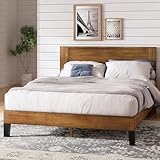 Zinus Tonja Bett 180x200 cm - Höhe 30 cm - Holzpritschenbettrahmen mit Kopfteil - Braun