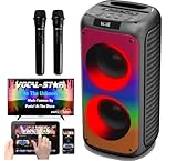 Vocal-Star Tragbare Karaoke Maschine mit Bluetooth, 2 Mikrofone, Karaoke Anlage,...