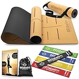 BEfabelim® Rutschfeste Yogamatte Aus Kork & TPE, Inkl. Fitnessbänder 5er Set,...