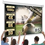 Jago® Leinwand Beamer - 1:1, 4:3, 16:9, HD 4K 3D, Rollo, Manuell Ausziehbar, Gain 1,0 -...