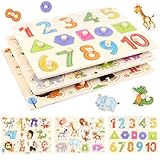 3 Steckpuzzle, Montessori Kinderspielzeug Holzspielzeug, Holzpuzzle Tiere...