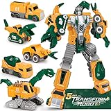 Dreamon Dinosaurier Transformers Spielzeug für Kinder, 5 in 1 Roboter Bausteine...