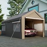 LARFOEK Zeltgarage Carport 3x6m Winterfest mit Roll-Up-Fenster, Abnehmbare Seitenwände...