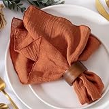 MLMW Terrakotta-Stoffservietten, Set mit 10 Baumwollleinen, waschbar, 41 x 41...