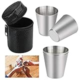 PERFETSELL 4 Stück Edelstahlbecher 30ml Klein Edelstahl Becher Schnaps Schnapsbecher...